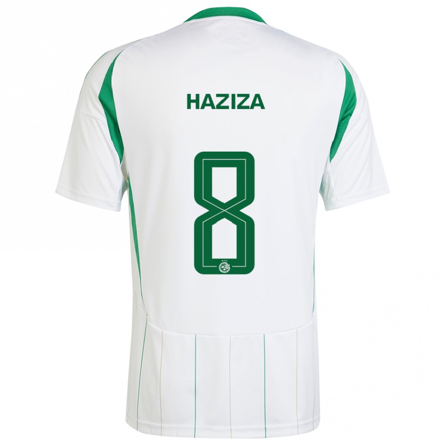 Niño Fútbol Camiseta Dolev Haziza #8 Blanco Verde 2ª Equipación 2024/25 Perú