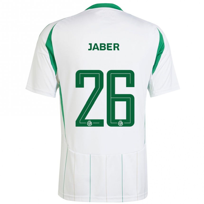 Niño Fútbol Camiseta Mahmoud Jaber #26 Blanco Verde 2ª Equipación 2024/25 Perú