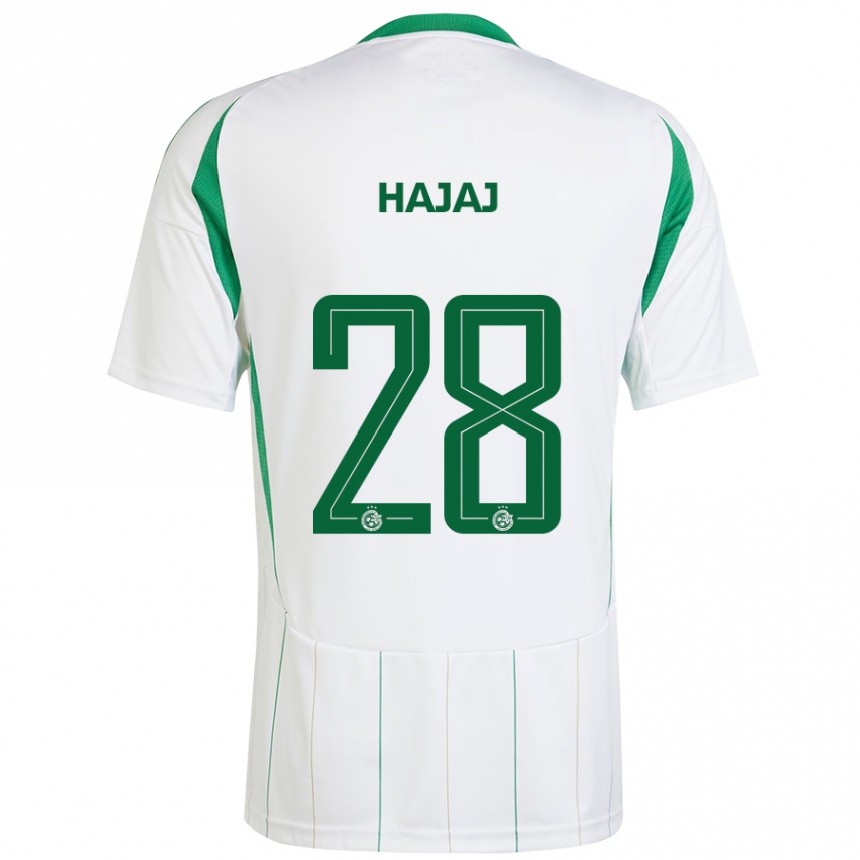 Niño Fútbol Camiseta Ilay Hajaj #28 Blanco Verde 2ª Equipación 2024/25 Perú