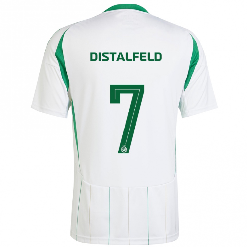 Niño Fútbol Camiseta Yanai Distalfeld #7 Blanco Verde 2ª Equipación 2024/25 Perú