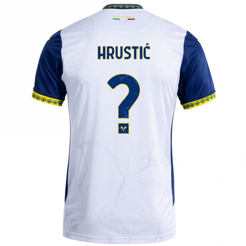 Niño Fútbol Camiseta Ajdin Hrustić #0 Blanco Azul 2ª Equipación 2024/25 Perú