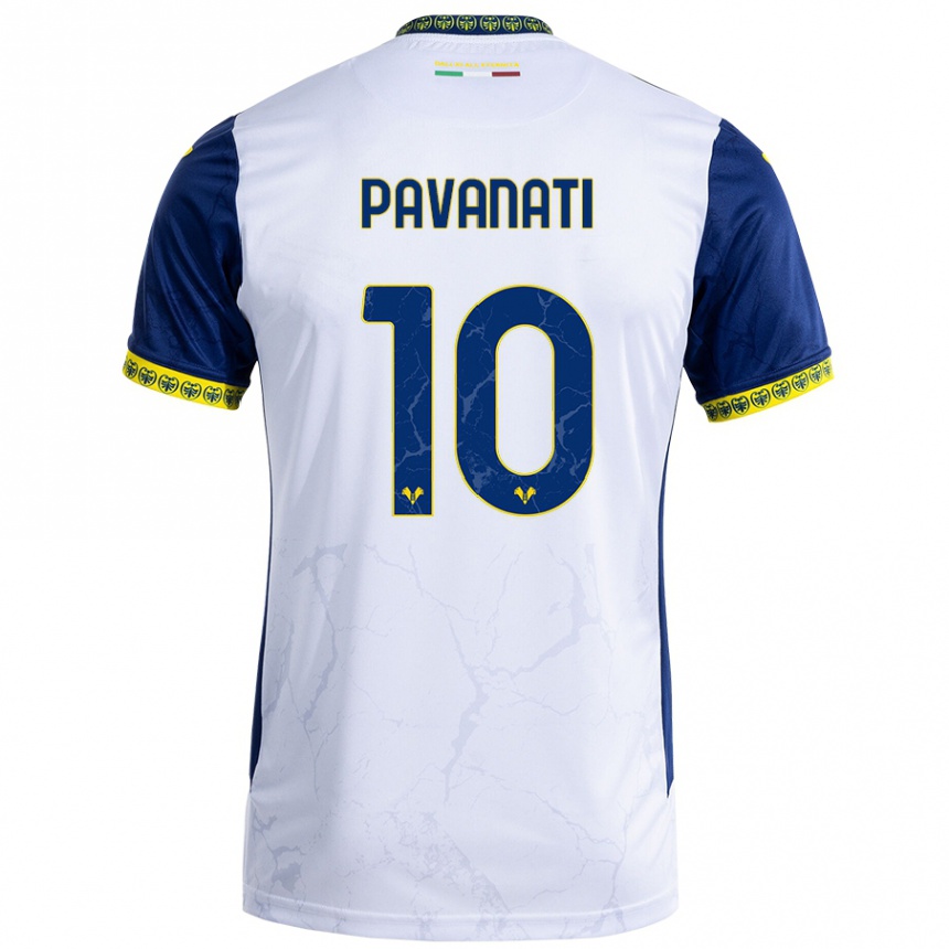 Niño Fútbol Camiseta Alessandro Pavanati #10 Blanco Azul 2ª Equipación 2024/25 Perú