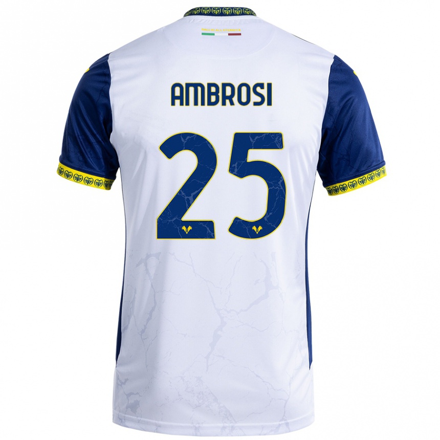 Niño Fútbol Camiseta Caterina Ambrosi #25 Blanco Azul 2ª Equipación 2024/25 Perú