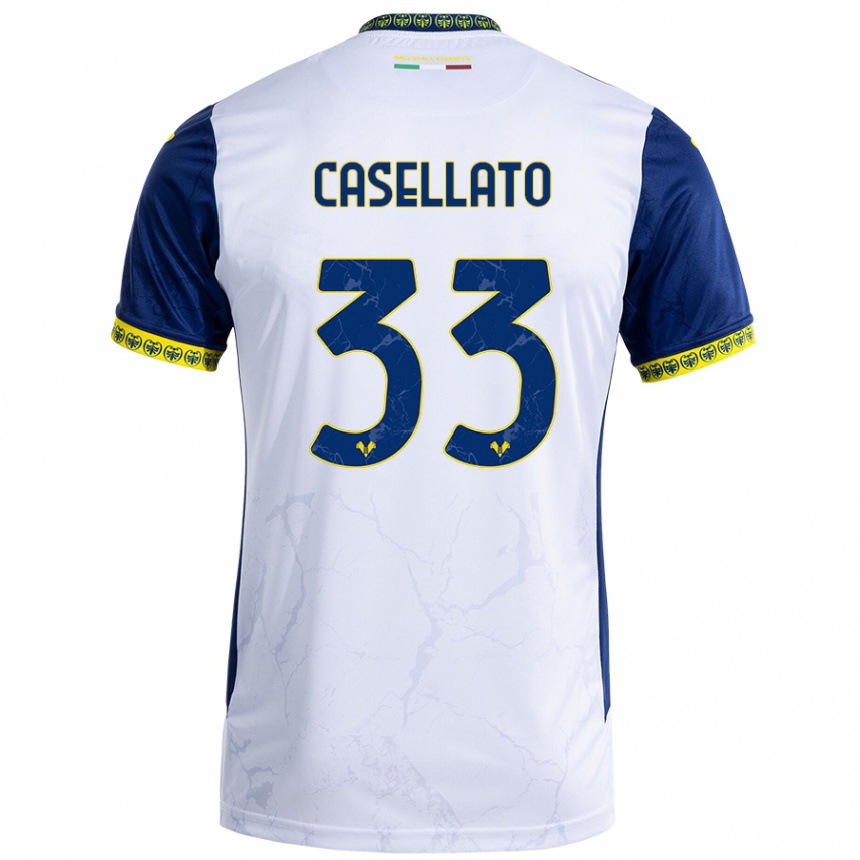 Niño Fútbol Camiseta Elisa Casellato #33 Blanco Azul 2ª Equipación 2024/25 Perú