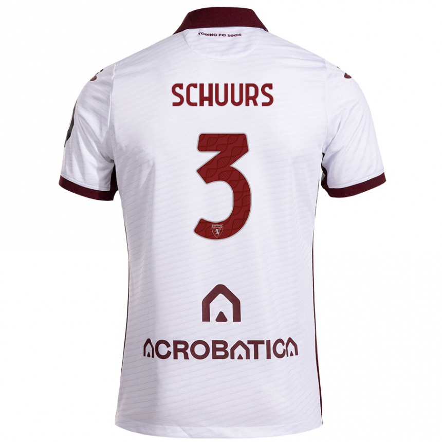 Niño Fútbol Camiseta Perr Schuurs #3 Blanco Granate 2ª Equipación 2024/25 Perú