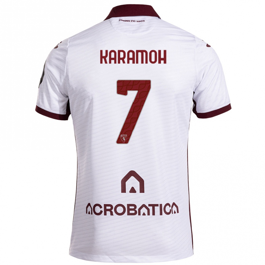 Niño Fútbol Camiseta Yann Karamoh #7 Blanco Granate 2ª Equipación 2024/25 Perú