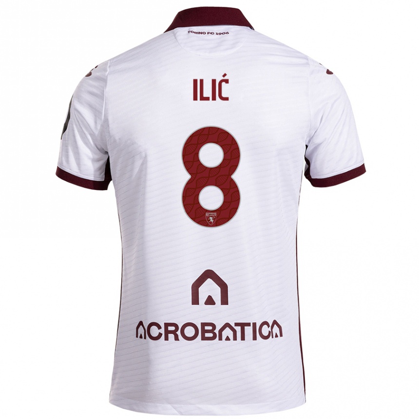 Niño Fútbol Camiseta Ivan Ilić #8 Blanco Granate 2ª Equipación 2024/25 Perú