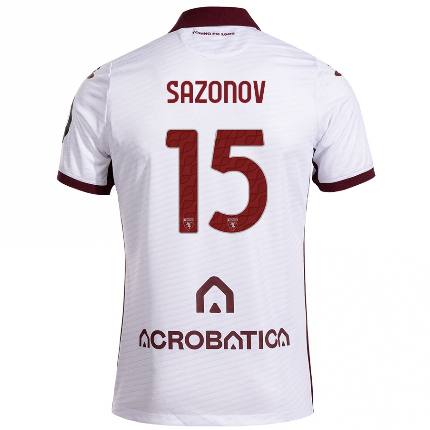 Niño Fútbol Camiseta Saba Sazonov #15 Blanco Granate 2ª Equipación 2024/25 Perú