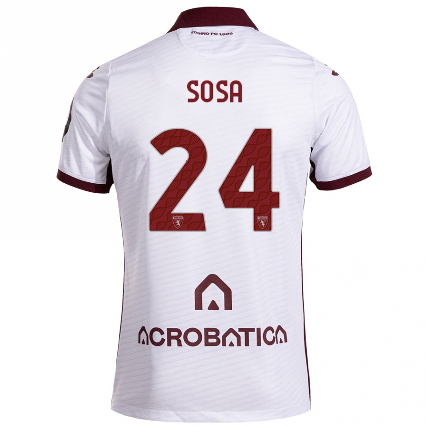 Niño Fútbol Camiseta Borna Sosa #24 Blanco Granate 2ª Equipación 2024/25 Perú