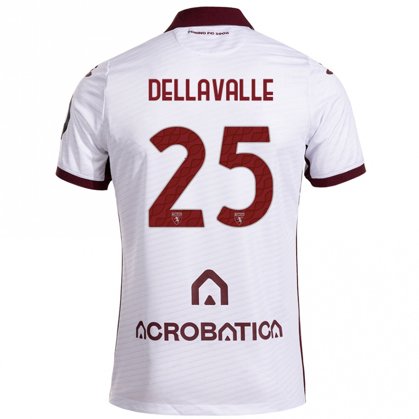 Niño Fútbol Camiseta Alessandro Dellavalle #25 Blanco Granate 2ª Equipación 2024/25 Perú