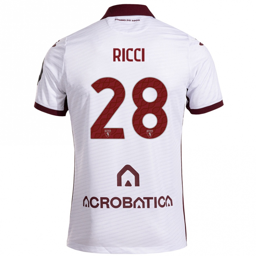 Niño Fútbol Camiseta Samuele Ricci #28 Blanco Granate 2ª Equipación 2024/25 Perú