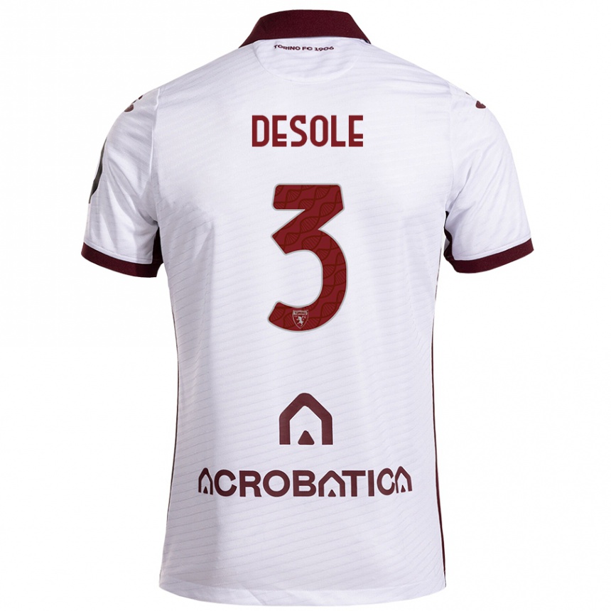 Niño Fútbol Camiseta Fabio Desole #3 Blanco Granate 2ª Equipación 2024/25 Perú