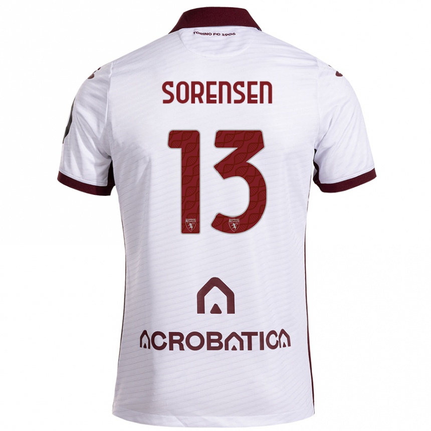 Niño Fútbol Camiseta Ben Sørensen #13 Blanco Granate 2ª Equipación 2024/25 Perú