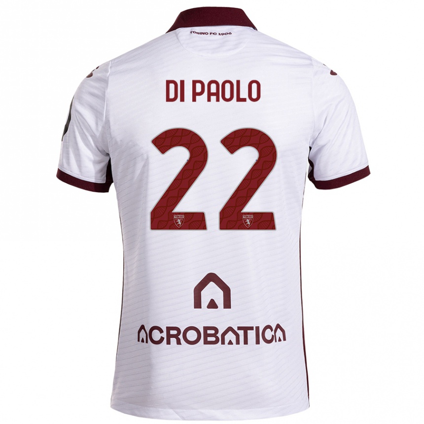 Niño Fútbol Camiseta Sebastiano Di Paolo #22 Blanco Granate 2ª Equipación 2024/25 Perú