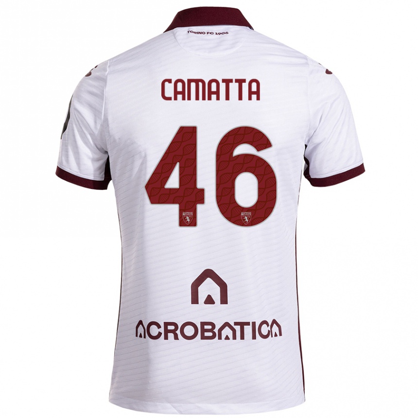 Niño Fútbol Camiseta Alessandro Camatta #46 Blanco Granate 2ª Equipación 2024/25 Perú