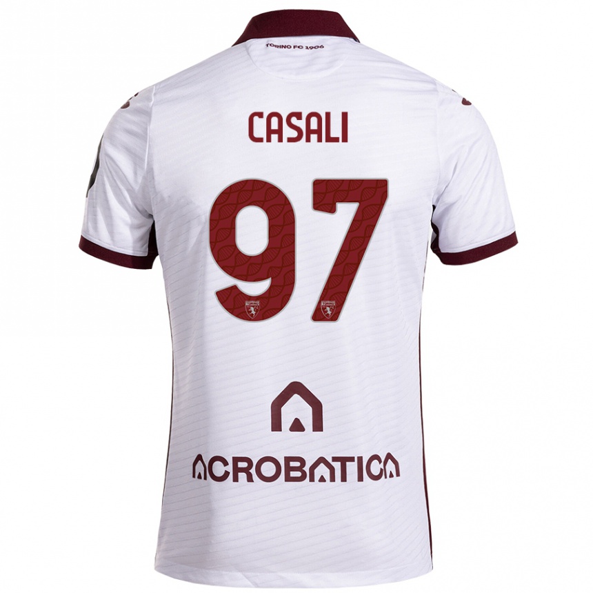 Niño Fútbol Camiseta Michele Casali #97 Blanco Granate 2ª Equipación 2024/25 Perú