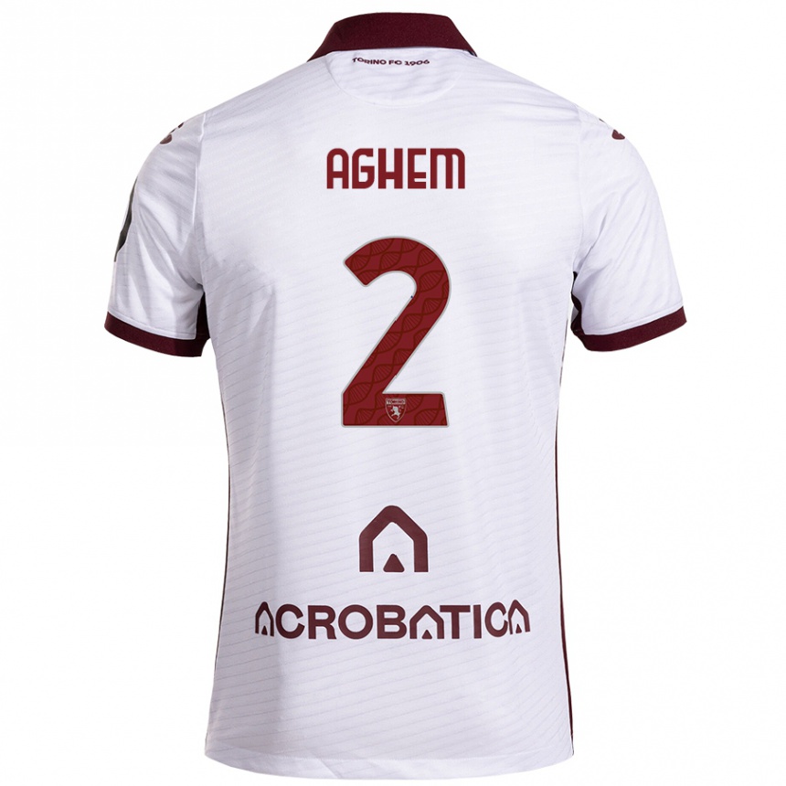 Niño Fútbol Camiseta Brigitta Aghem #2 Blanco Granate 2ª Equipación 2024/25 Perú