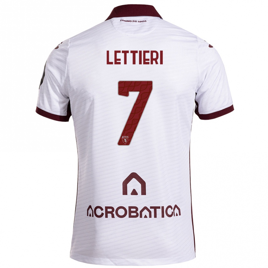 Niño Fútbol Camiseta Jessica Lettieri #7 Blanco Granate 2ª Equipación 2024/25 Perú