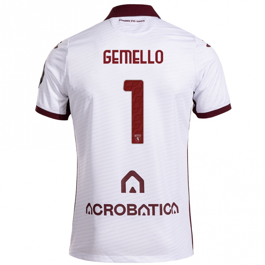 Niño Fútbol Camiseta Luca Gemello #1 Blanco Granate 2ª Equipación 2024/25 Perú