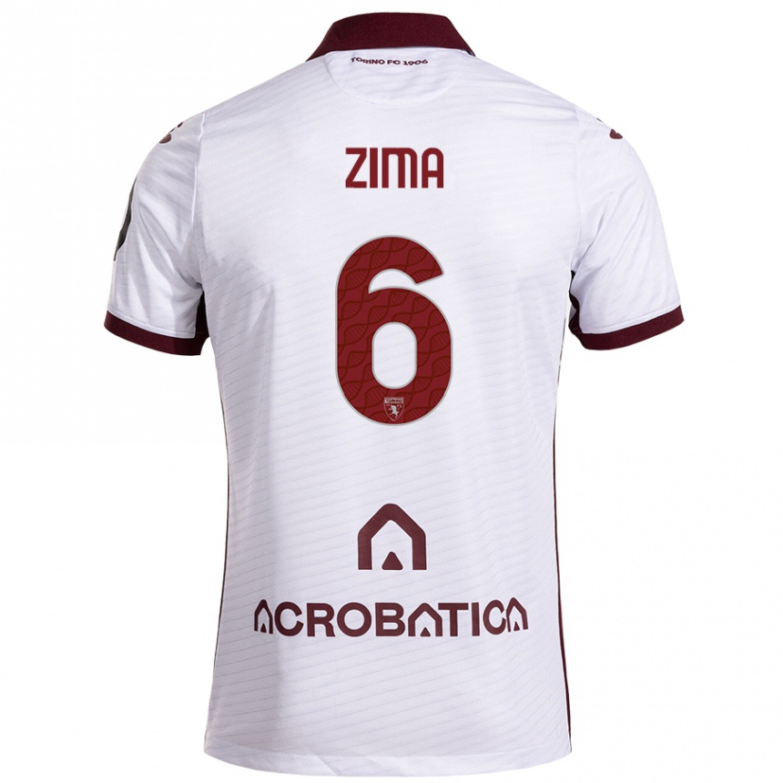 Niño Fútbol Camiseta David Zima #6 Blanco Granate 2ª Equipación 2024/25 Perú