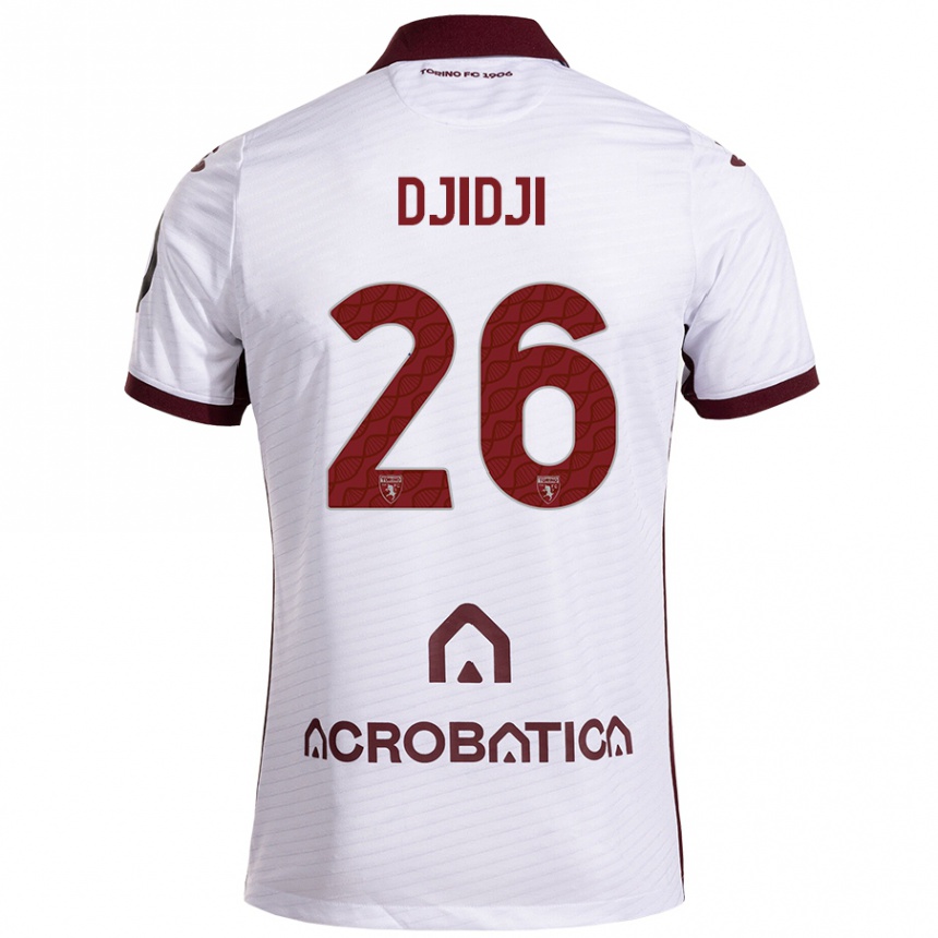 Niño Fútbol Camiseta Koffi Djidji #26 Blanco Granate 2ª Equipación 2024/25 Perú