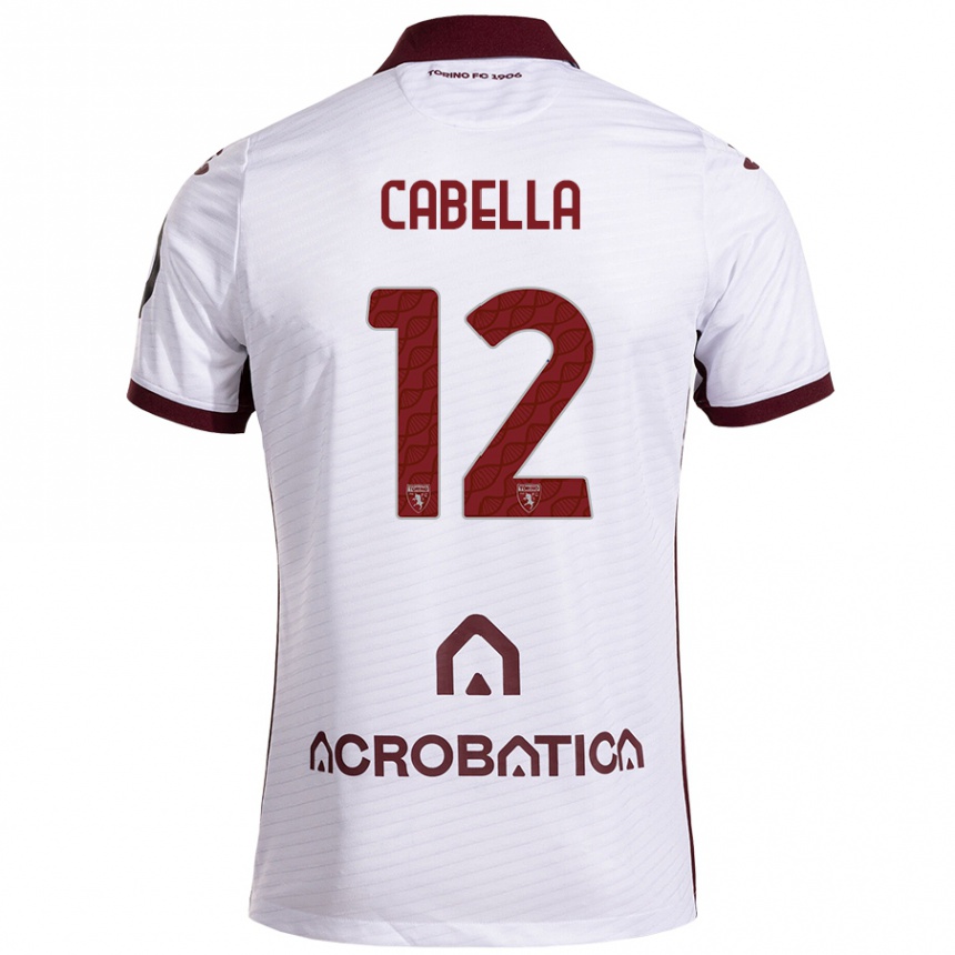 Niño Fútbol Camiseta Matteo Cabella #12 Blanco Granate 2ª Equipación 2024/25 Perú