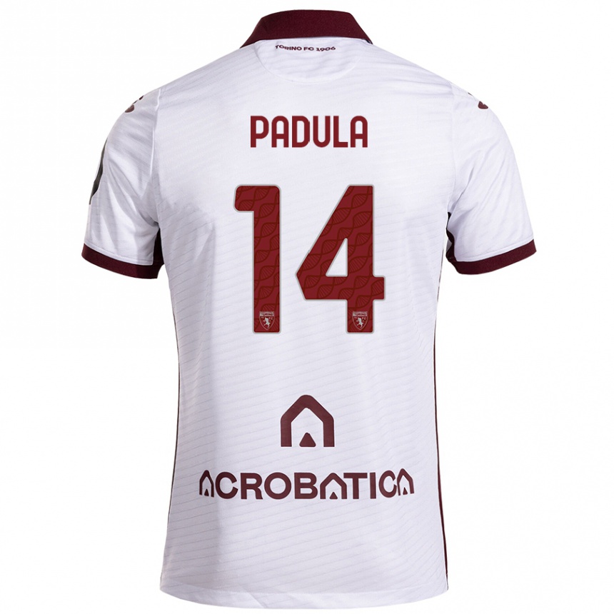 Niño Fútbol Camiseta Cristian Padula #14 Blanco Granate 2ª Equipación 2024/25 Perú