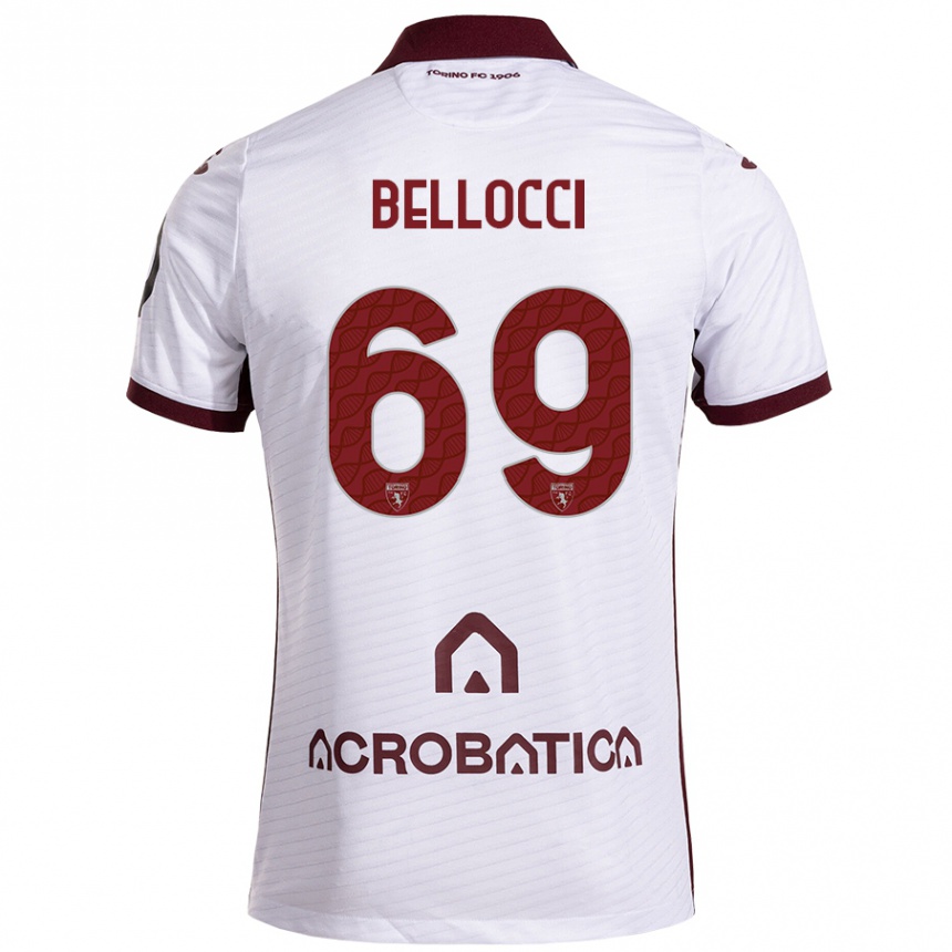 Niño Fútbol Camiseta Andrea Bellocci #69 Blanco Granate 2ª Equipación 2024/25 Perú