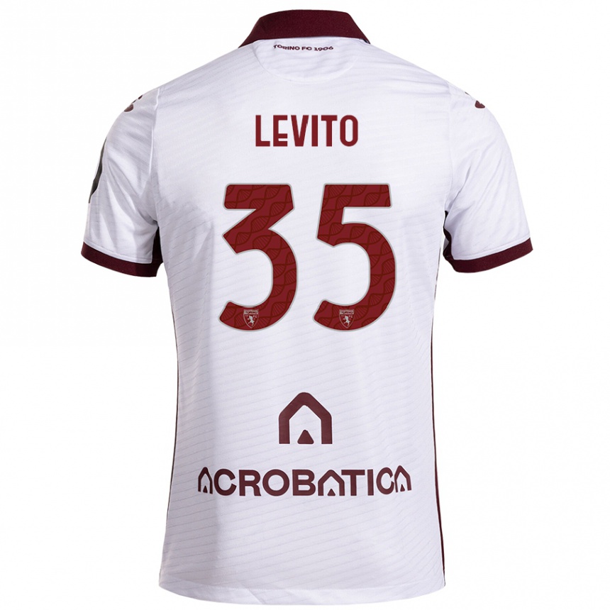 Niño Fútbol Camiseta Isabeau Levito #35 Blanco Granate 2ª Equipación 2024/25 Perú