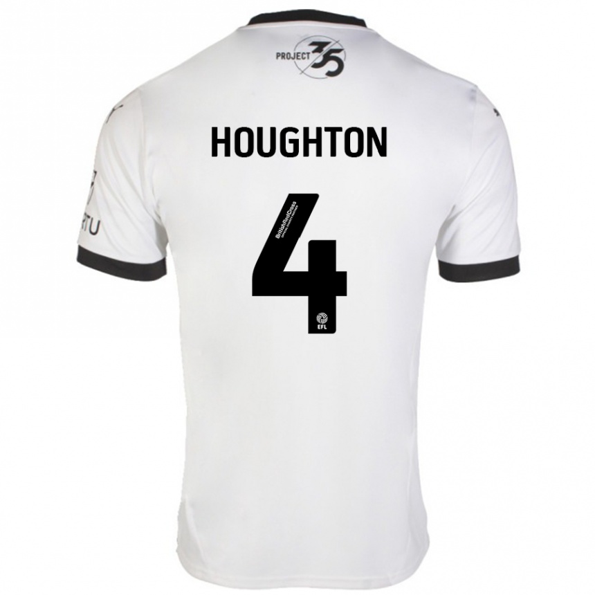 Niño Fútbol Camiseta Jordan Houghton #4 Blanco Negro 2ª Equipación 2024/25 Perú