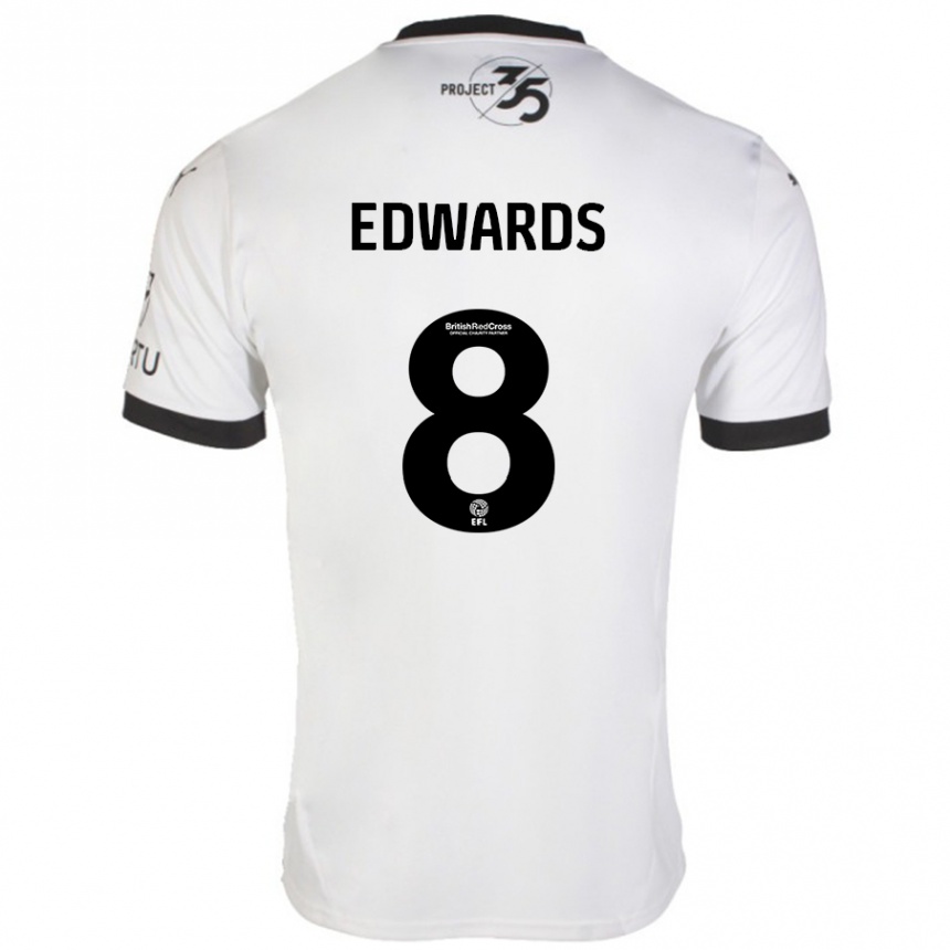 Niño Fútbol Camiseta Joe Edwards #8 Blanco Negro 2ª Equipación 2024/25 Perú