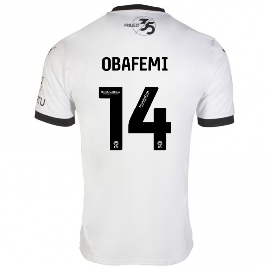 Niño Fútbol Camiseta Michael Obafemi #14 Blanco Negro 2ª Equipación 2024/25 Perú