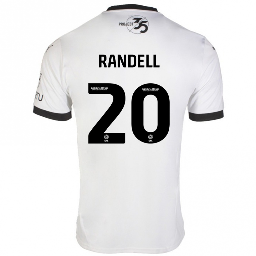 Niño Fútbol Camiseta Adam Randell #20 Blanco Negro 2ª Equipación 2024/25 Perú