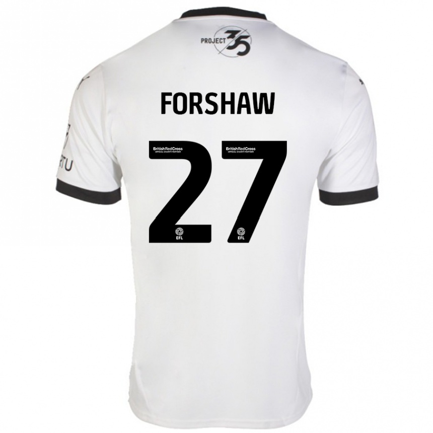 Niño Fútbol Camiseta Adam Forshaw #27 Blanco Negro 2ª Equipación 2024/25 Perú