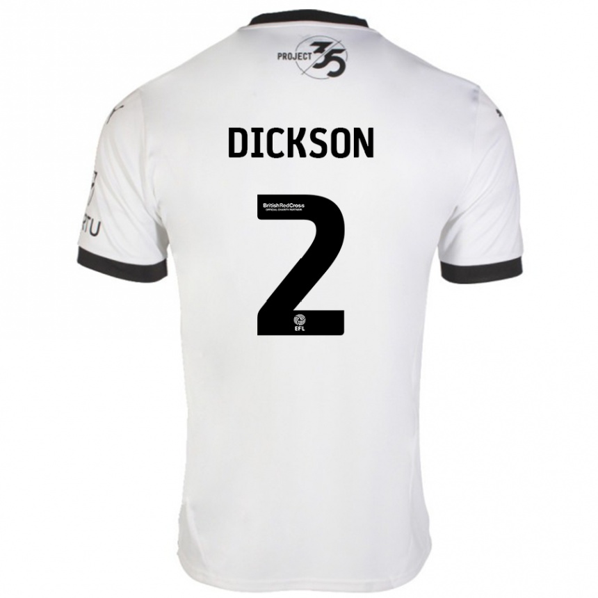 Niño Fútbol Camiseta Katie Dickson #2 Blanco Negro 2ª Equipación 2024/25 Perú