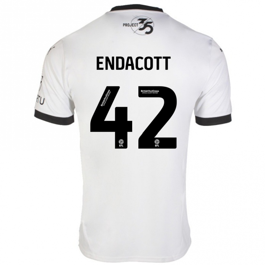 Niño Fútbol Camiseta Jack Endacott #42 Blanco Negro 2ª Equipación 2024/25 Perú