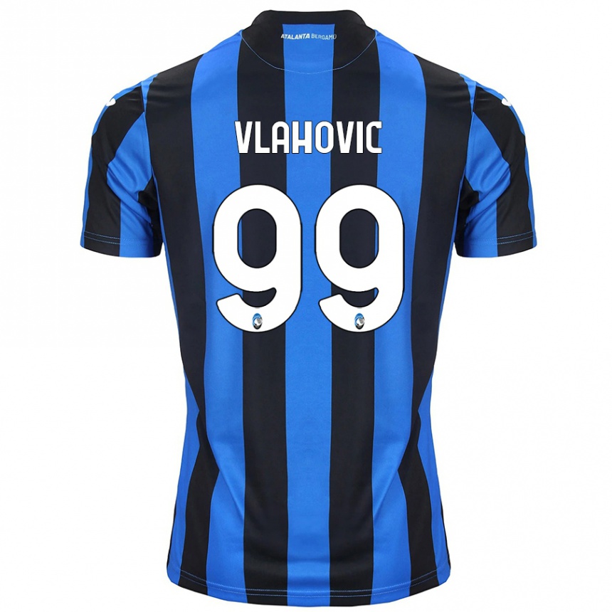 Hombre Fútbol Camiseta Vanja Vlahovic #99 Azul Negro 1ª Equipación 2024/25 Perú