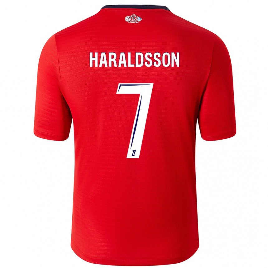 Hombre Fútbol Camiseta Hákon Arnar Haraldsson #7 Rojo Blanco 1ª Equipación 2024/25 Perú