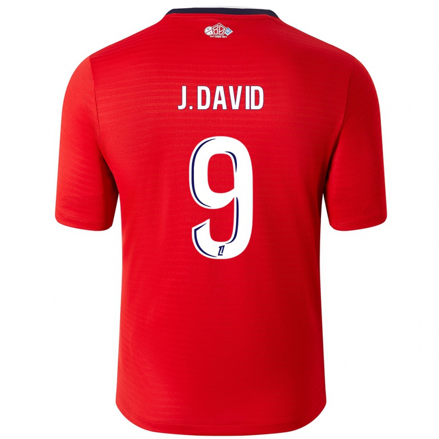 Hombre Fútbol Camiseta Jonathan David #9 Rojo Blanco 1ª Equipación 2024/25 Perú