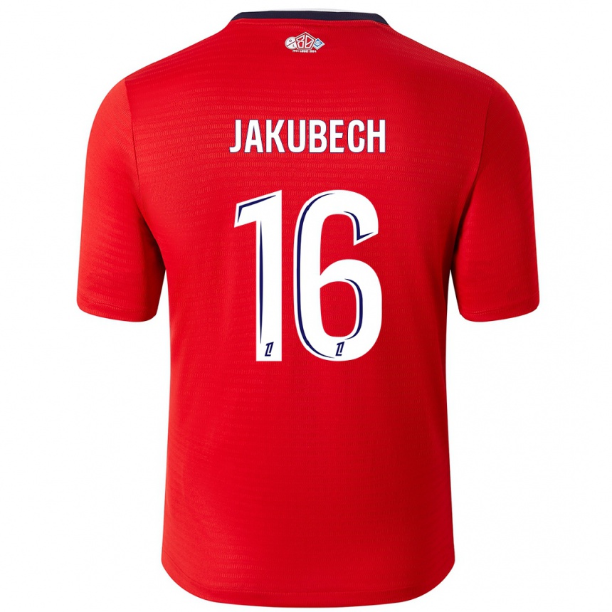 Hombre Fútbol Camiseta Adam Jakubech #16 Rojo Blanco 1ª Equipación 2024/25 Perú