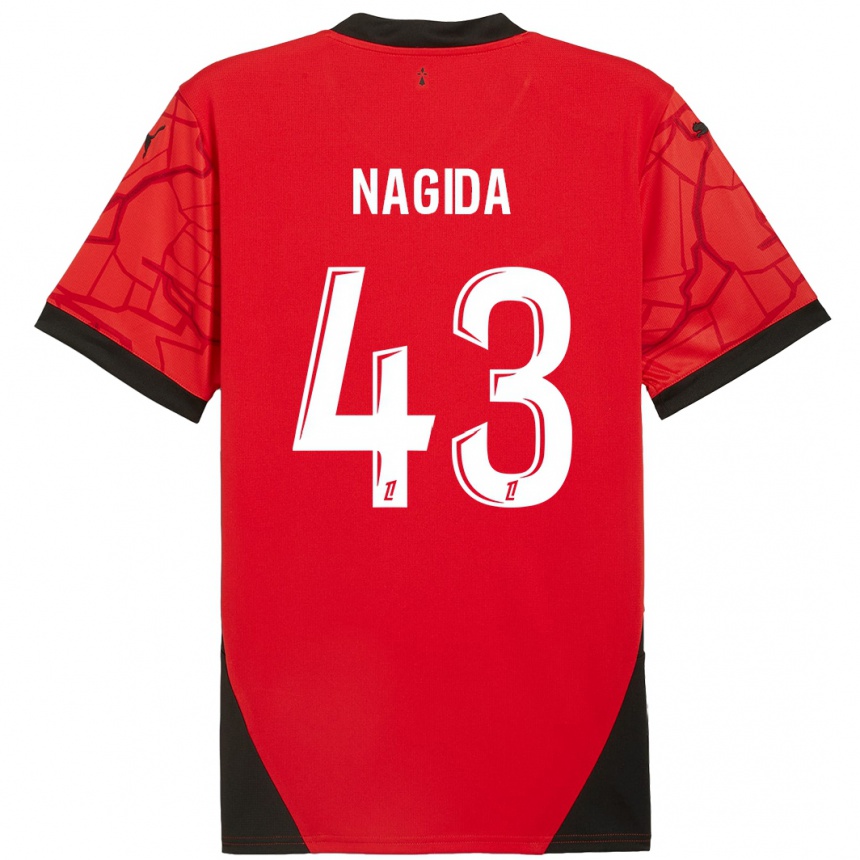 Hombre Fútbol Camiseta Mahamadou Nagida #43 Rojo Negro 1ª Equipación 2024/25 Perú