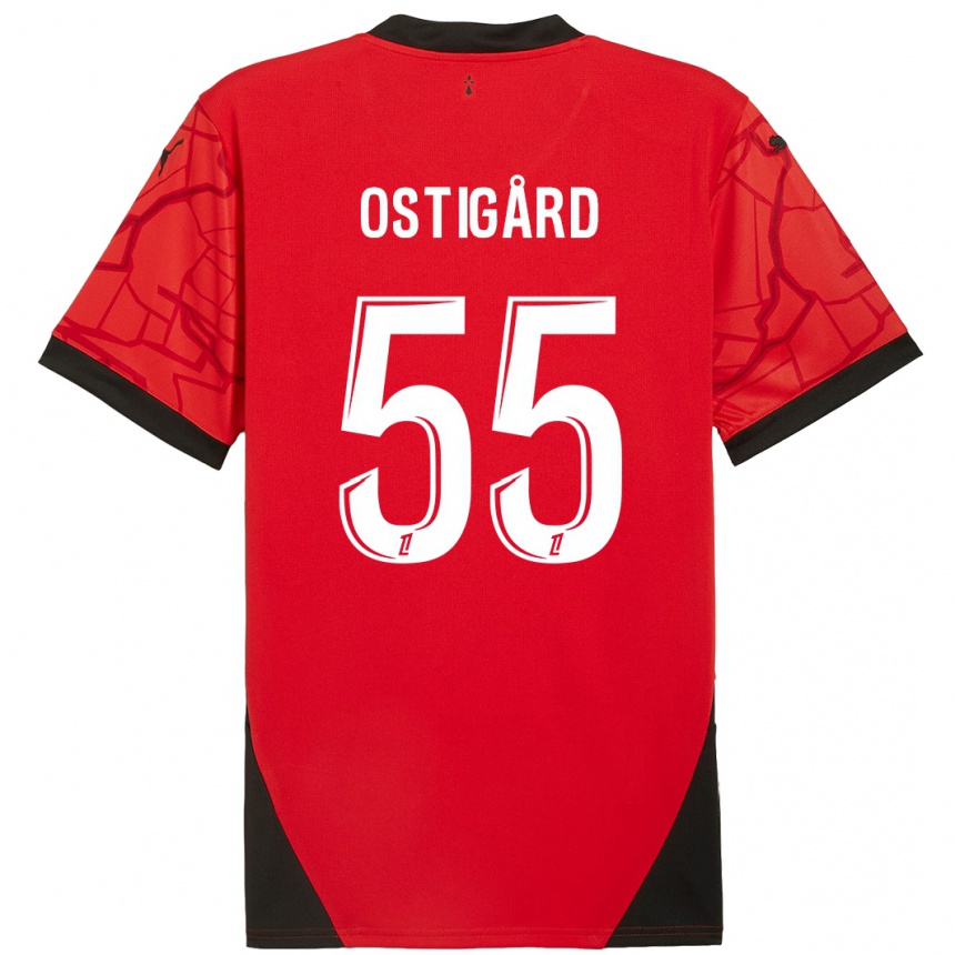 Hombre Fútbol Camiseta Leo Ostigard #55 Rojo Negro 1ª Equipación 2024/25 Perú