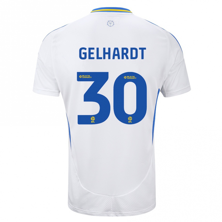 Hombre Fútbol Camiseta Joe Gelhardt #30 Blanco Azul 1ª Equipación 2024/25 Perú