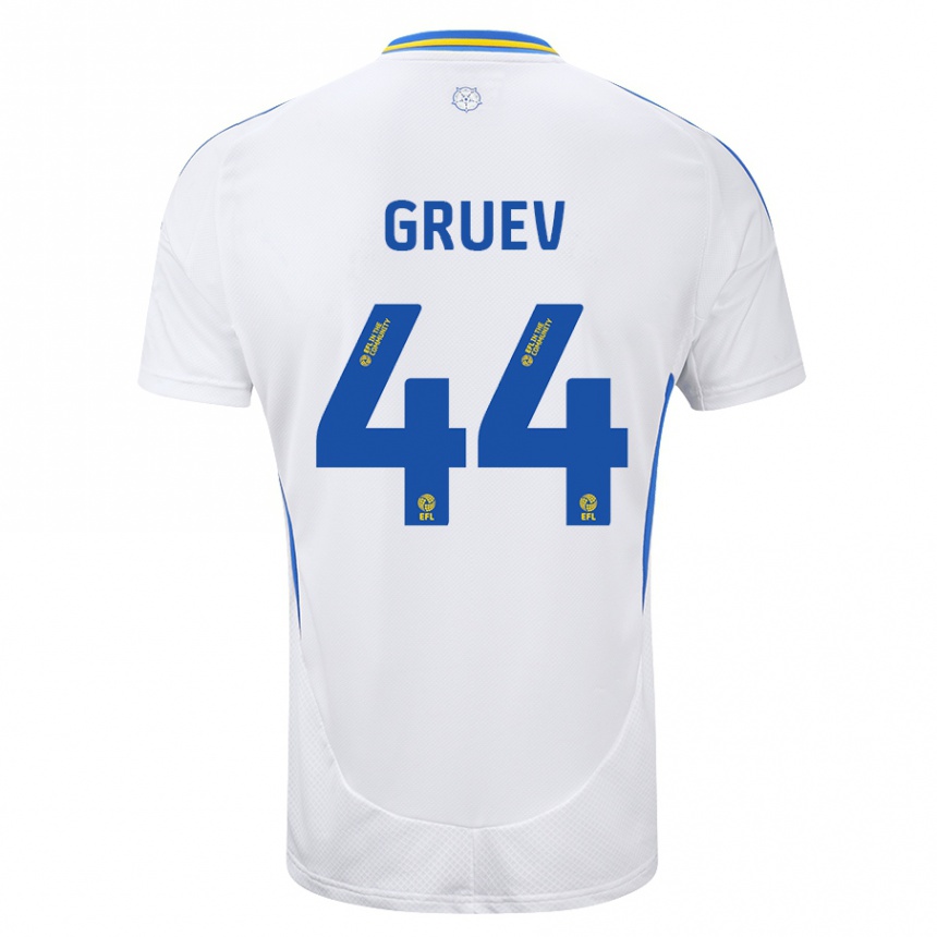 Hombre Fútbol Camiseta Ilia Gruev #44 Blanco Azul 1ª Equipación 2024/25 Perú