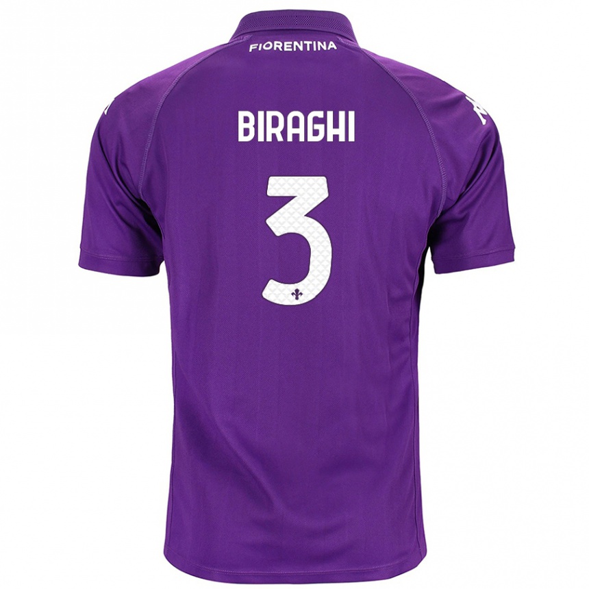 Hombre Fútbol Camiseta Cristiano Biraghi #3 Morado 1ª Equipación 2024/25 Perú