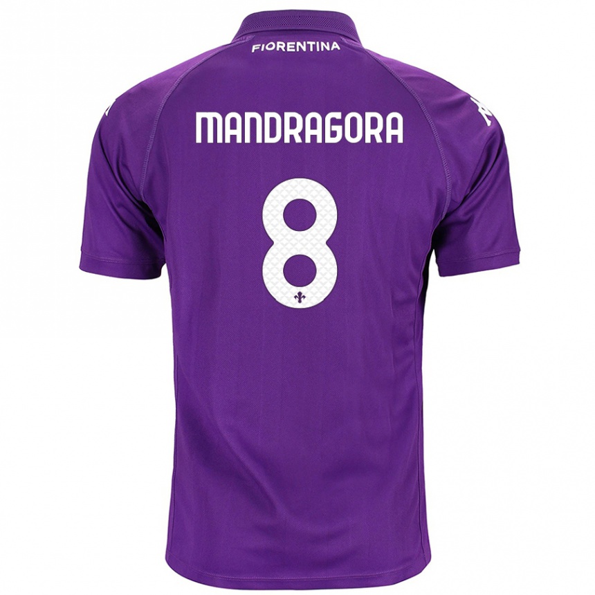 Hombre Fútbol Camiseta Rolando Mandragora #8 Morado 1ª Equipación 2024/25 Perú