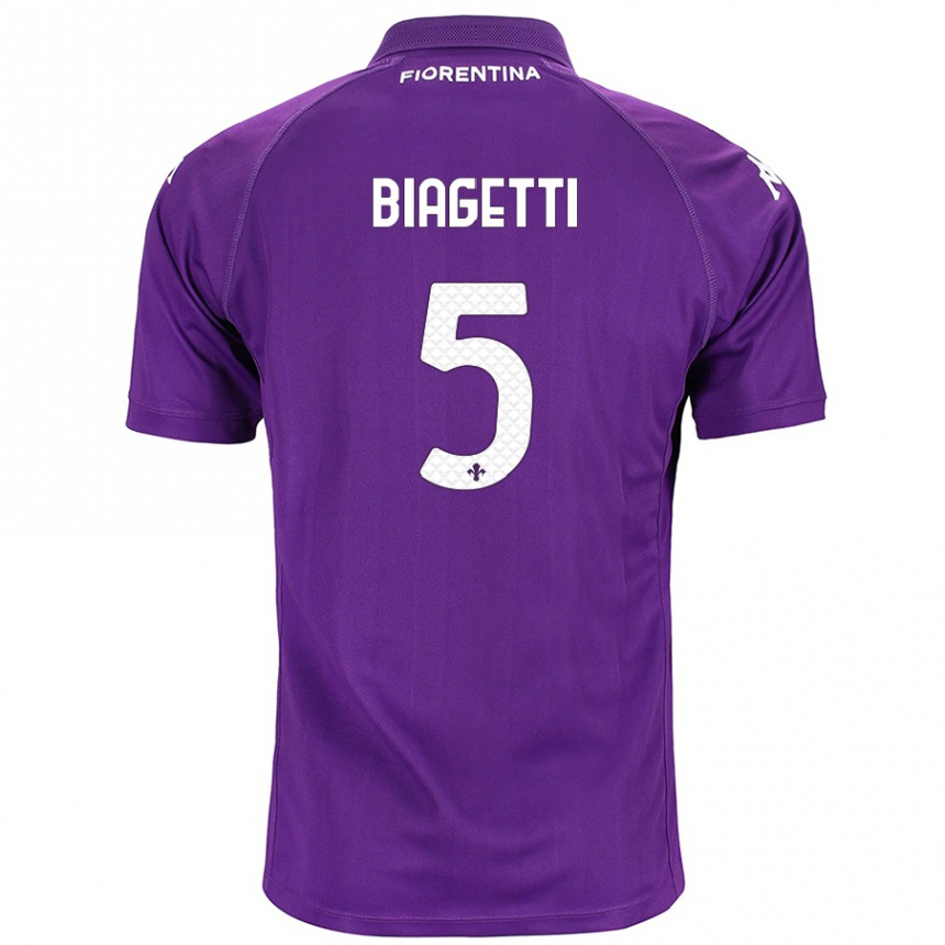 Hombre Fútbol Camiseta Christian Biagetti #5 Morado 1ª Equipación 2024/25 Perú