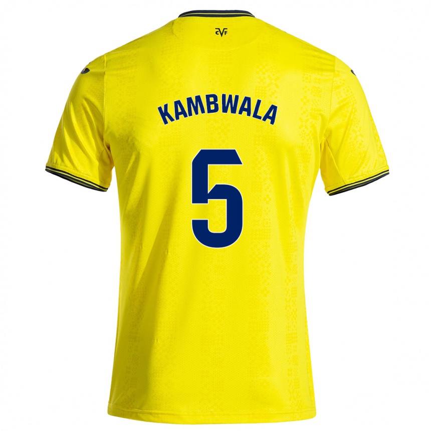 Hombre Fútbol Camiseta Willy Kambwala #5 Amarillo Negro 1ª Equipación 2024/25 Perú