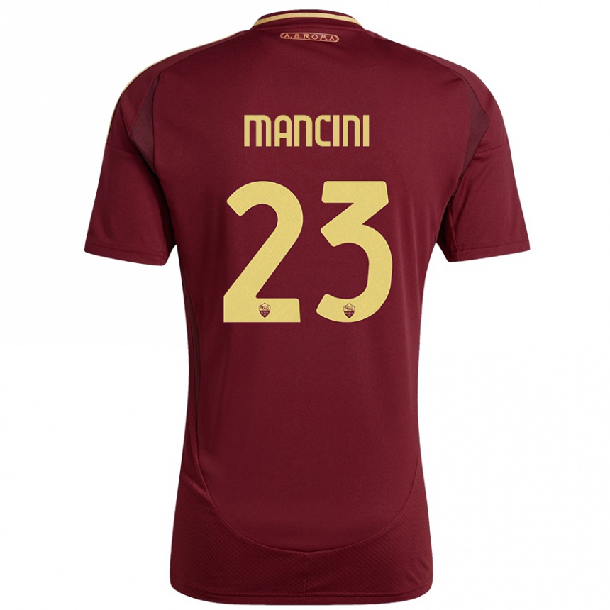 Hombre Fútbol Camiseta Gianluca Mancini #23 Rojo Marrón Dorado 1ª Equipación 2024/25 Perú