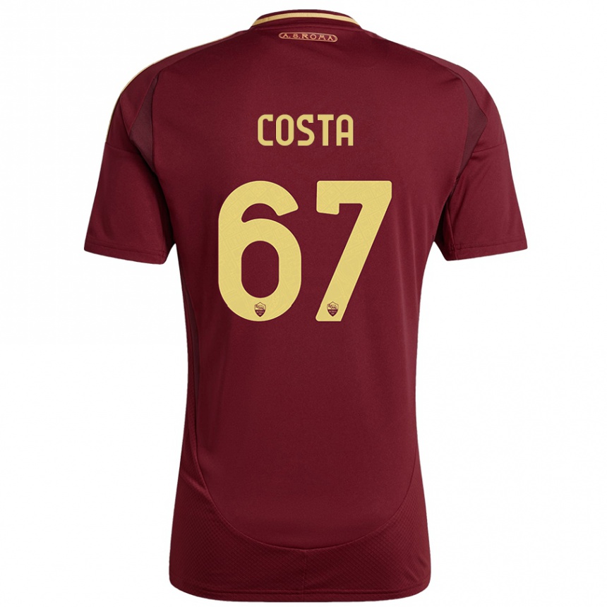 Hombre Fútbol Camiseta João Costa #67 Rojo Marrón Dorado 1ª Equipación 2024/25 Perú